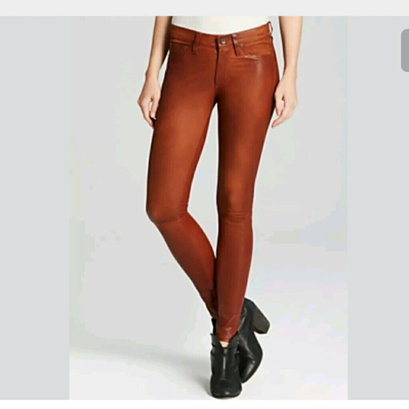 rag & bone Denim - Rag & Bone Stretchy Cognac Lambskin Size 27 The Le